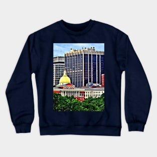 Boston MA - Skyline with Massachusetts State House Crewneck Sweatshirt